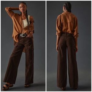 Mother The Undercover Cargo Sneak High Rise Wide Leg Pants Brown sz 31 NWT.